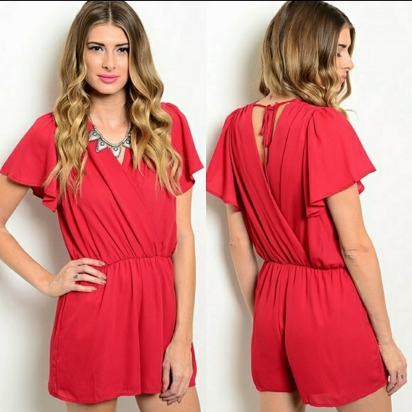 NAZZ Couture Pants - Cranberry Surplice romper